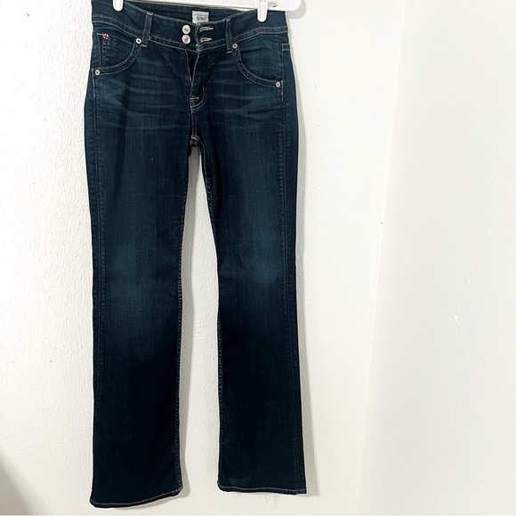 Hudson Women’s Signature Midrise Bootcut Jeans Dark Wash Size 28x34 Flap Pockets - Picture 2 of 12